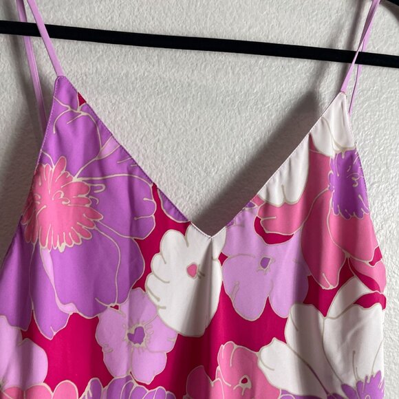 Natori Womens Medium Croisette Chemise Pink Purple Floral Slip Dress - Picture 8 of 9